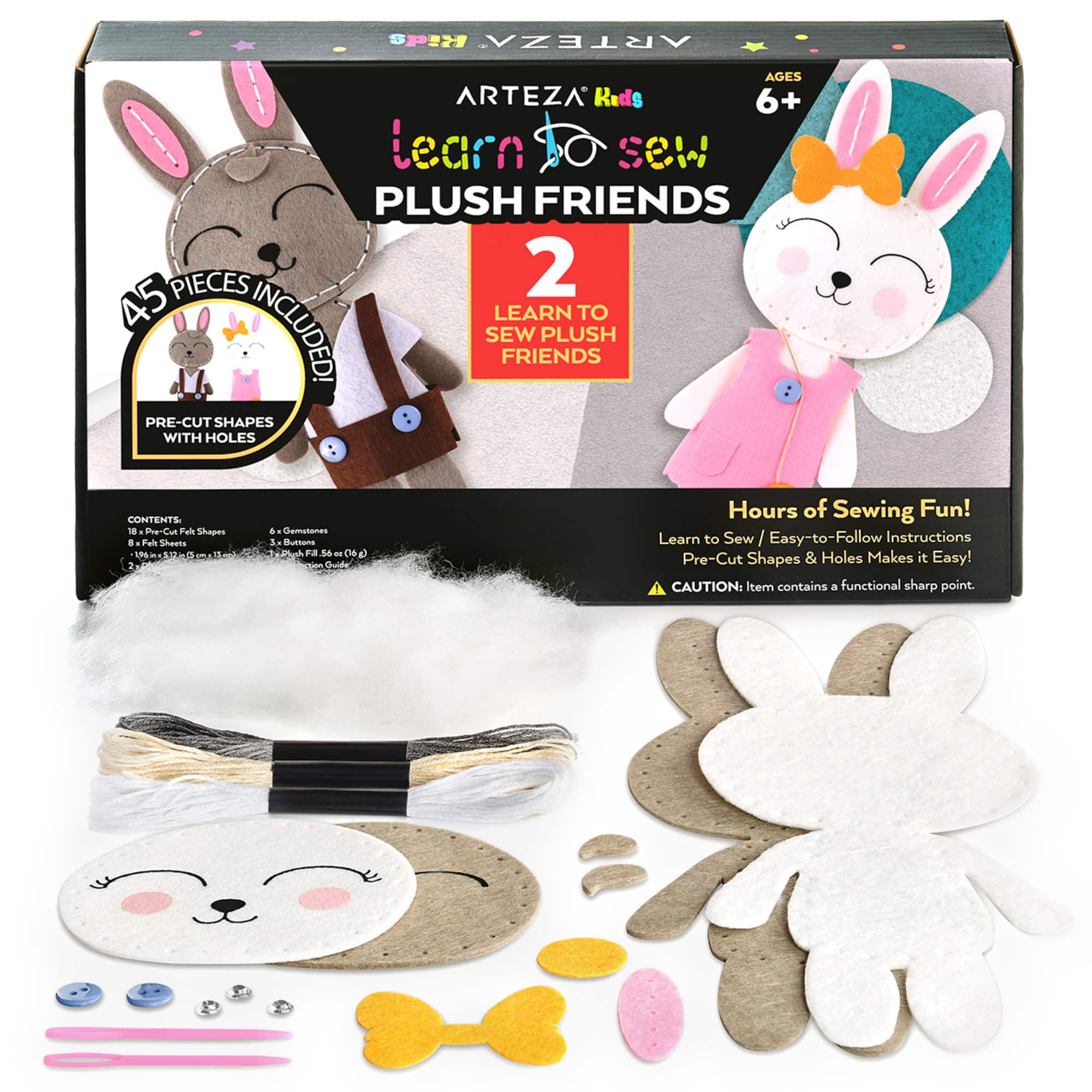 Arteza® Kids Learn to Sew Plush Friends Kit